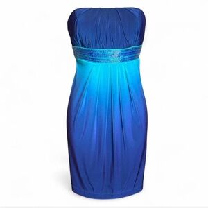 Sequin Hearts Strapless Blue Ombre Dress